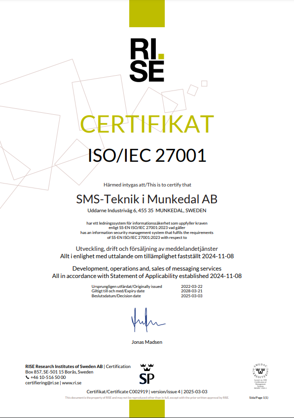 Certifikat 27001 2023